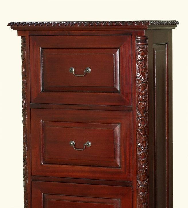 Cherry Chippendale 4 Drawer Vertical File Filing Cabinet