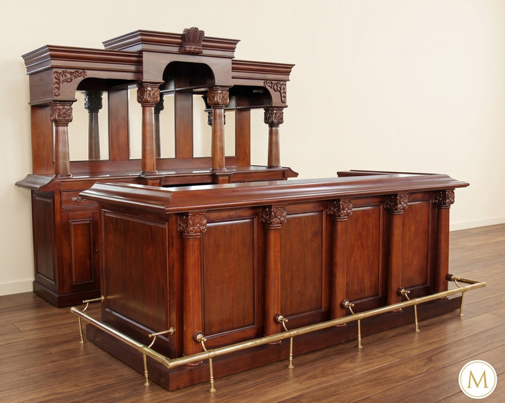 9ft Marble Top Pub Bar w/ Deep Bartender Working Area