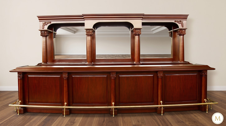 16ft Cherry English Pub Bar w/ Brass Rails