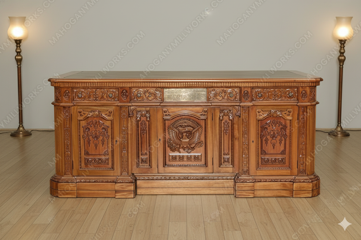 6ft Light Mahogany President's Resolute Oval Office Desk