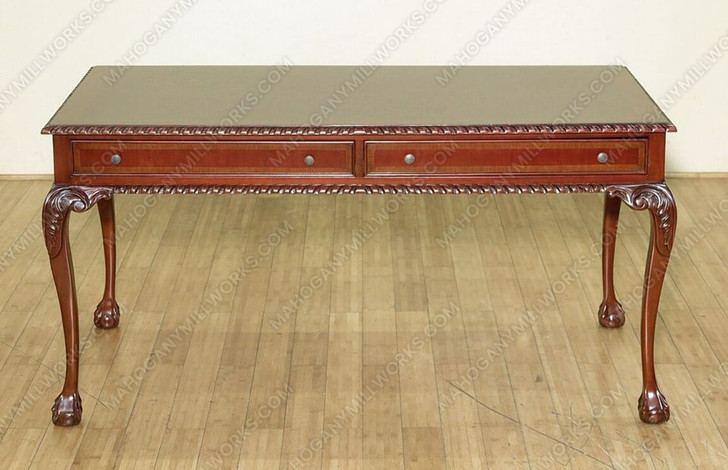 Chippendale Inlay Claw & Ball Executive Writing Desk Table