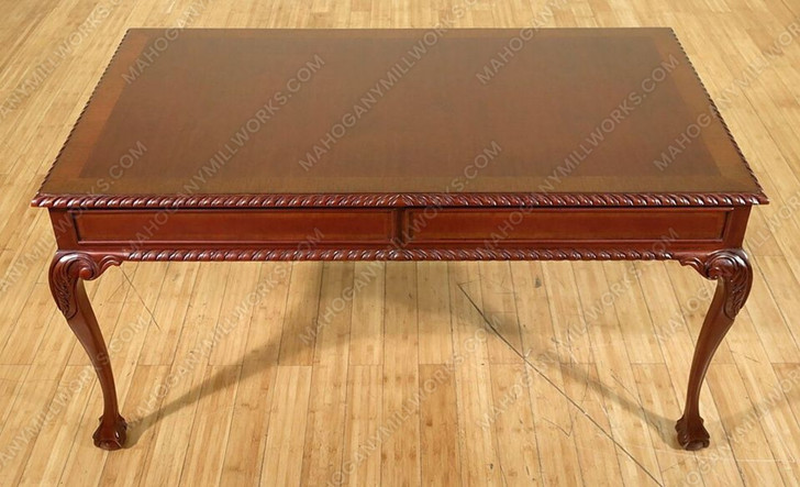 Chippendale Inlay Claw & Ball Executive Writing Desk Table