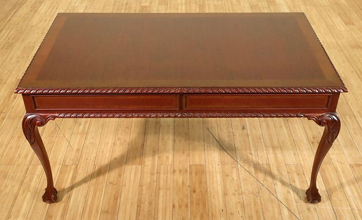Chippendale Inlay Claw & Ball Executive Writing Desk Table