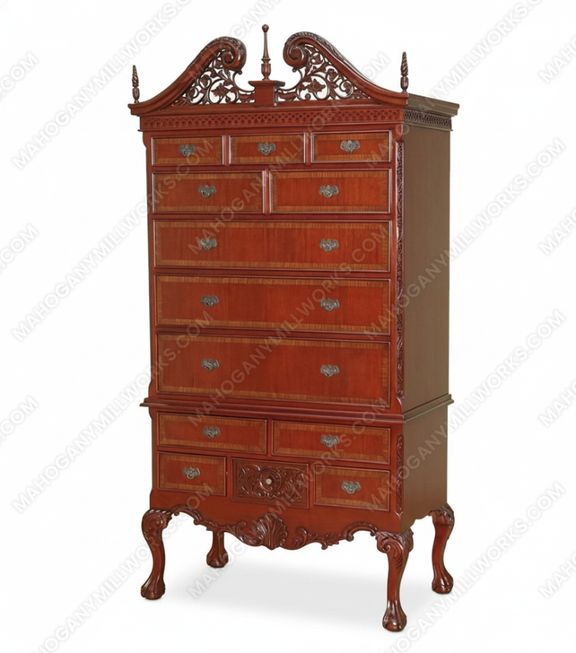 Classic Mahogany Chippendale Highboy Dresser