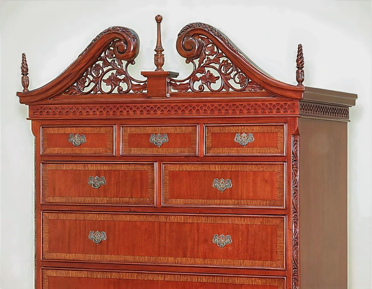 Classic Mahogany Chippendale Tallboy Dresser ~