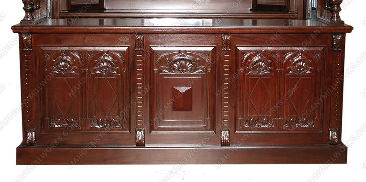 Dark Mahogany Canopy Pub Bar w leaded Stained Glass Doors