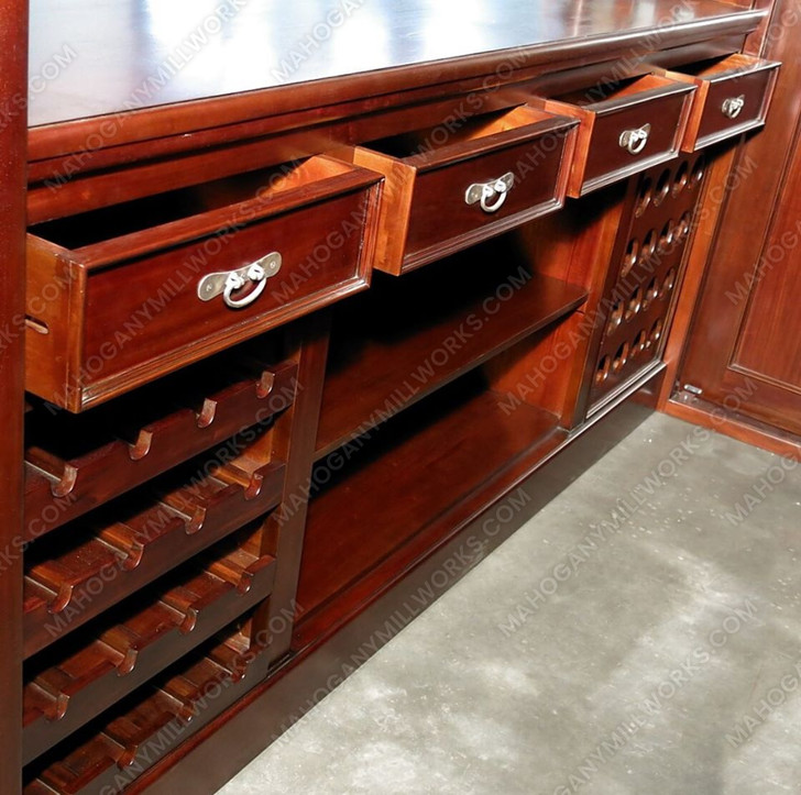 Dark Mahogany Canopy Pub Bar w leaded Stained Glass Doors