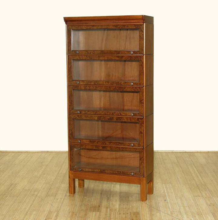 Burl Walnut Barrister Lawyer's Stacking Bookcase