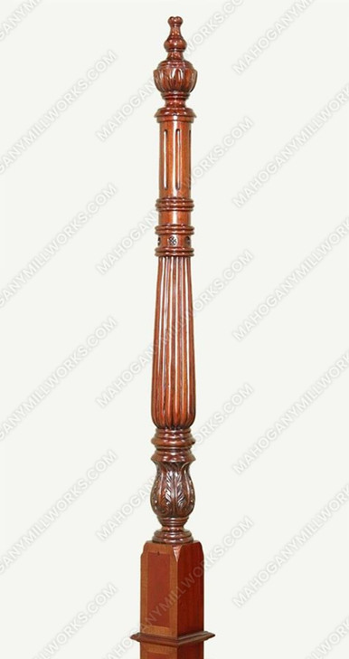 Cherry Inlay Carved Four Post Bed