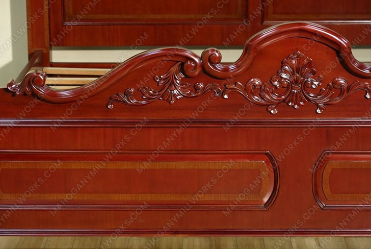Cherry Louis Style Inlaid Four Post Bed