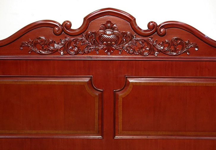 Cherry Louis Style Inlaid Four Post Bed