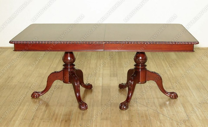 9ft Cherry Claw & Ball Double Pedestal Inlay Dining or Conference Table w/ Extensions