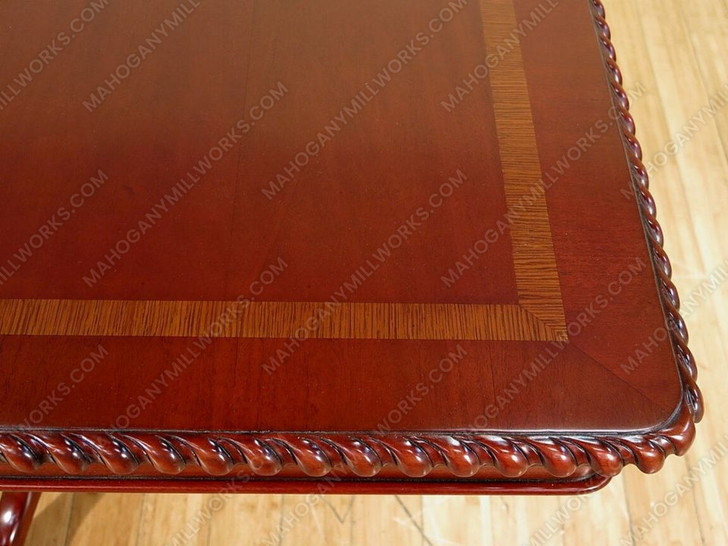 9ft Cherry Claw & Ball Double Pedestal Inlay Dining or Conference Table w/ Extensions