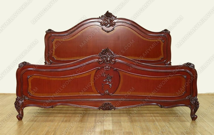 Cherry French Empire Marquetry Inlay Bed