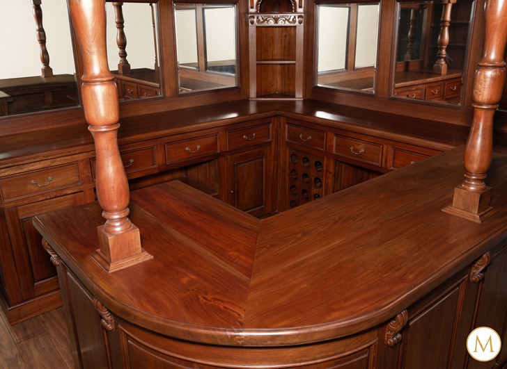 Mahogany Stained Glass Corner Canopy Pub Bar