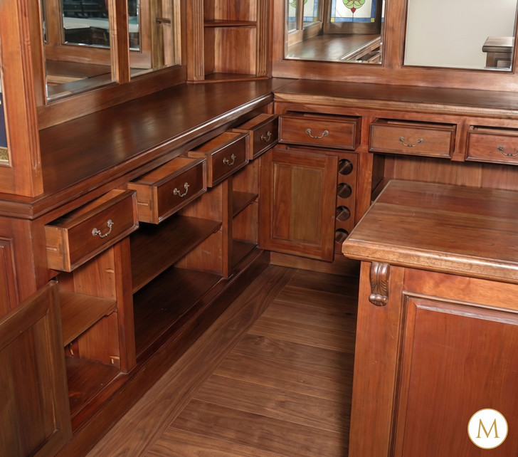 Mahogany Stained Glass Corner Canopy Pub Bar