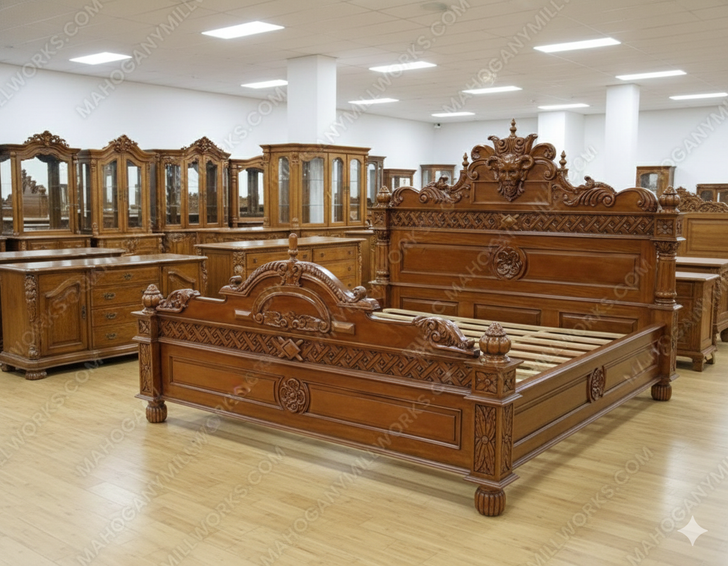 Light Mahogany Gothic Demon Bed