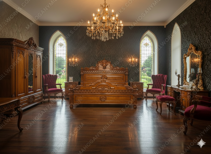 Light Mahogany Gothic Demon Bed