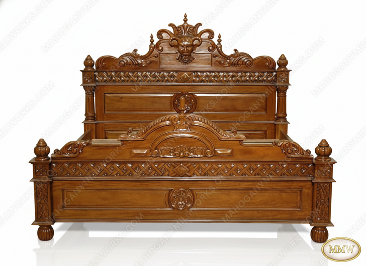 Light Mahogany Gothic Demon Bed