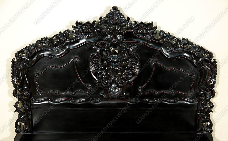 3pc Black Distressed French Rococo Bedroom Set