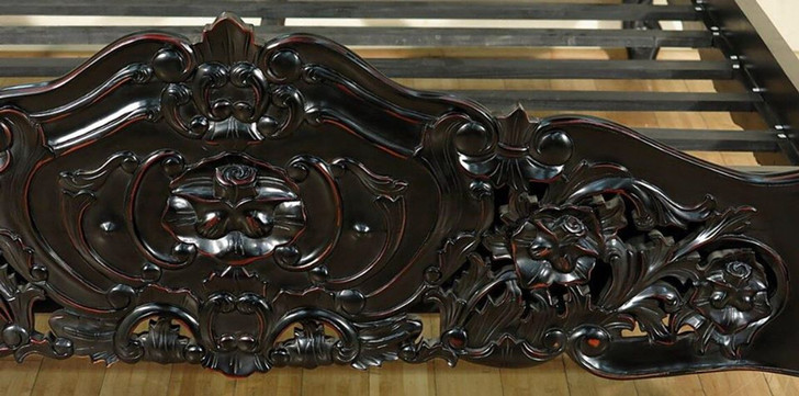 3pc Black Distressed French Rococo Bedroom Set