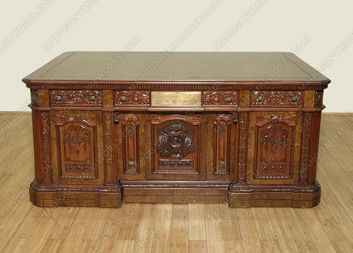 6ft Mappa Burl Presidential Resolute Desk w/ Inlay Top