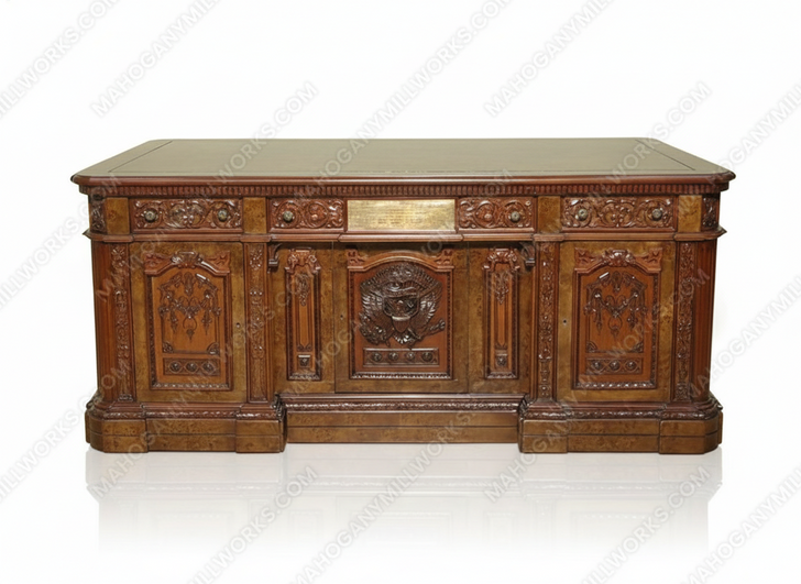 6ft Mappa Burl Presidential Resolute Desk w/ Inlay Top