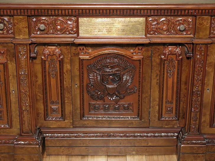 6ft Mappa Burl Presidential Resolute Desk w/ Inlay Top