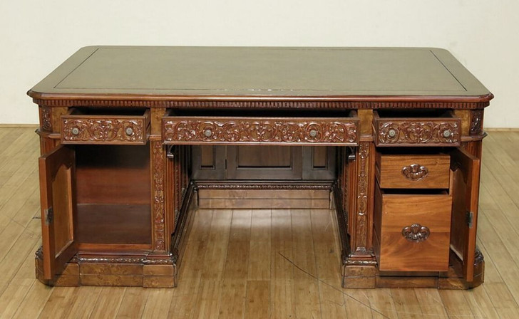 6ft Mappa Burl Presidential Resolute Desk w/ Inlay Top