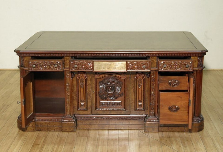 6ft Mappa Burl Presidential Resolute Desk w/ Inlay Top