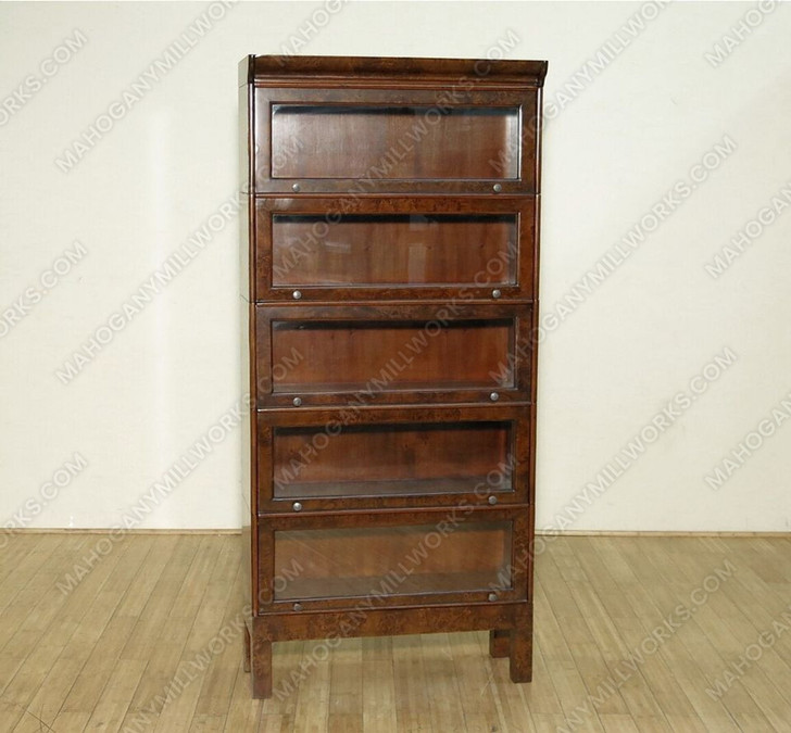 Burl Walnut 5 Stack Barrister Lawyers Bookcase