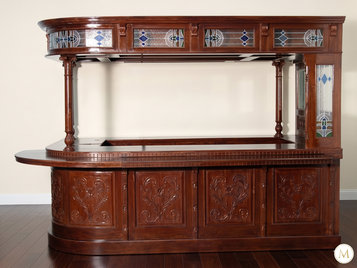 10ft Mahogany Corner Walk-In Bar w/ Flip Top Door