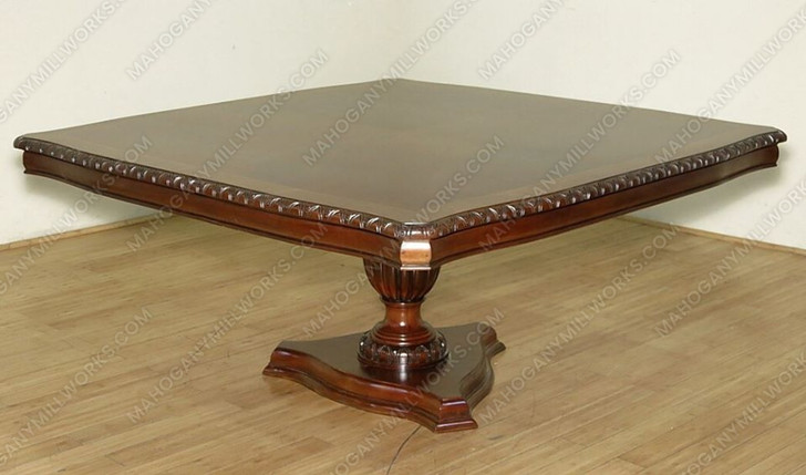 Mahogany & Burl Wood Single Pedestal Dining Table