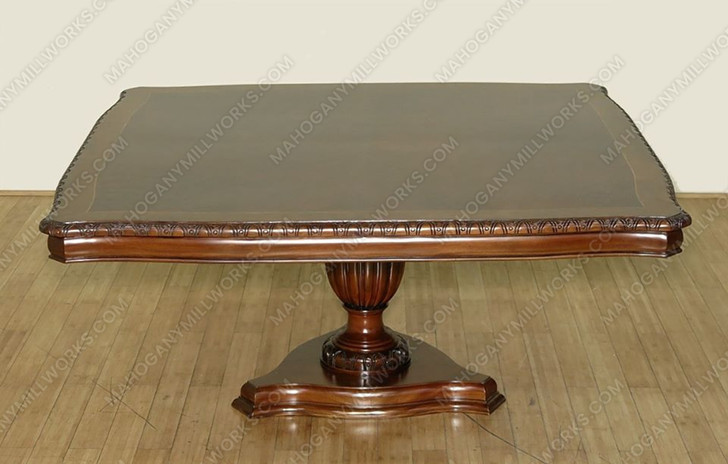 Mahogany & Burl Walnut Square Inlay Pedestal Dining or Conference Table (65W x 65D)