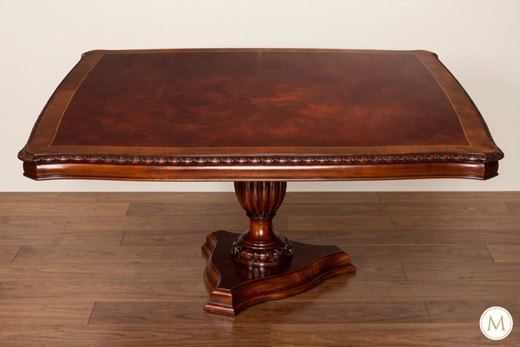 Mahogany & Burl Wood Single Pedestal Dining Table