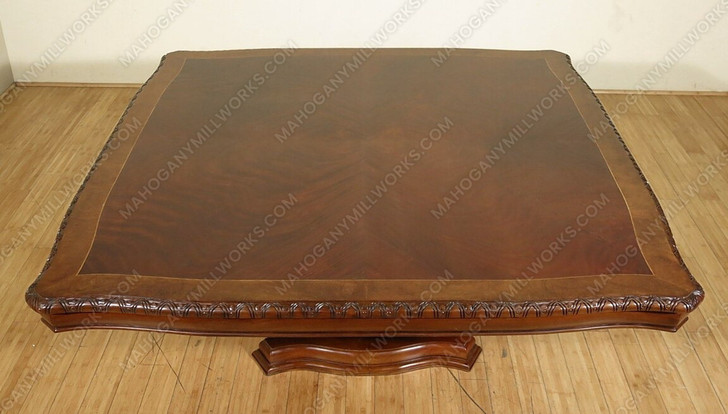 9pc Mahogany/Burl Inlaid Dining Set