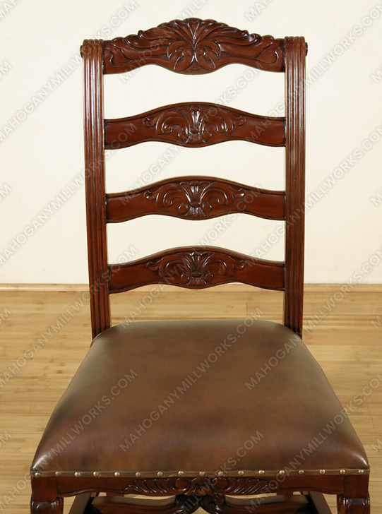 9pc Mahogany/Burl Inlaid Dining Set