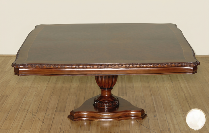 9pc Mahogany/Burl Inlaid Dining Set