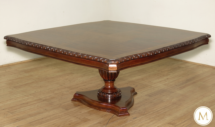9pc Mahogany/Burl Inlaid Dining Set