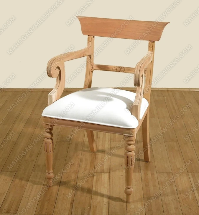 Solid Mahogany Unfinished Regency Dining Arm Chair