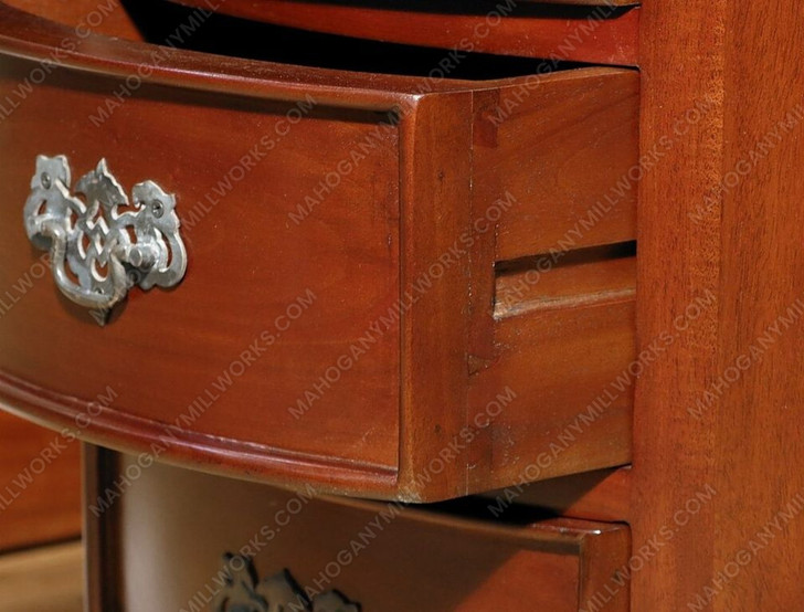 Solid Mahogany Kidney Peanut Executive Office Desk w/ Green Leather