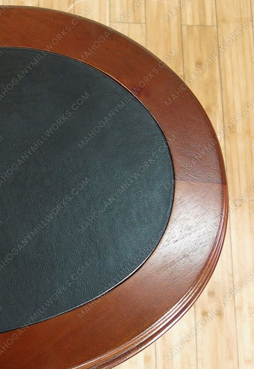 Solid Mahogany Kidney Peanut Executive Office Desk w/ Black Leather