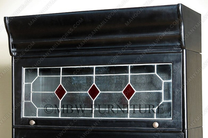 Mahogany Black Stacking Bookcase w/Stained Glass