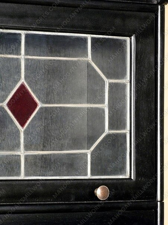 Mahogany Black Stacking Bookcase w/Stained Glass