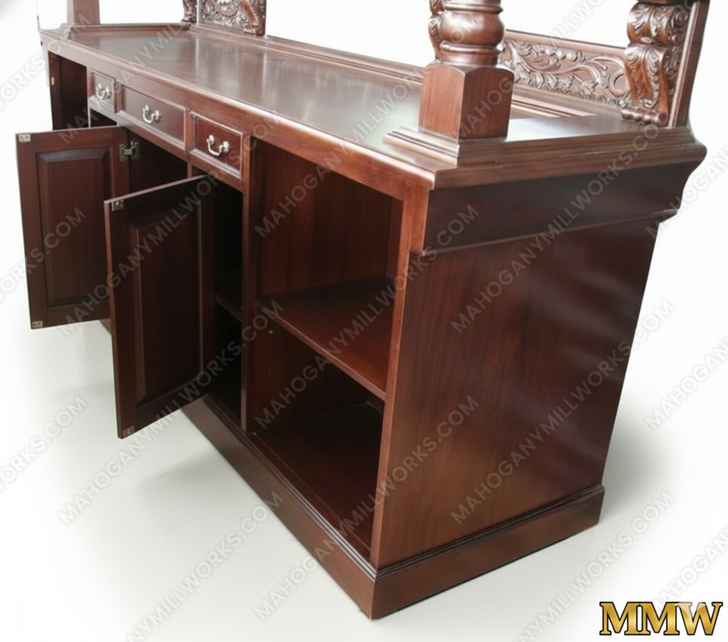 8ft Victorian Marble Top Pub Bar w Rails