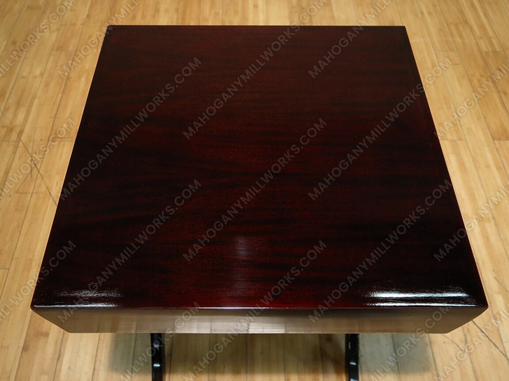 Antique Tea Brown Art Deco Square End Side Table