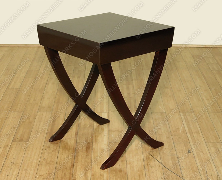 Antique Tea Brown Art Deco Square End Side Table