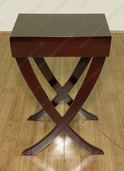 Antique Tea Brown Art Deco Square End Side Table