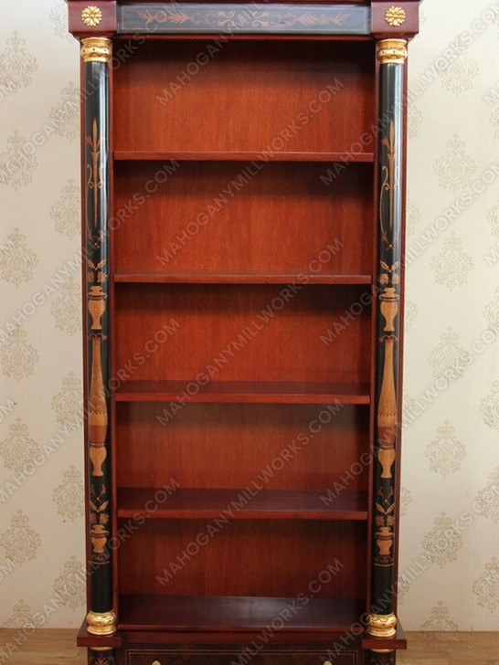 French Empire Open Bookcase w/ Ebony Inlay