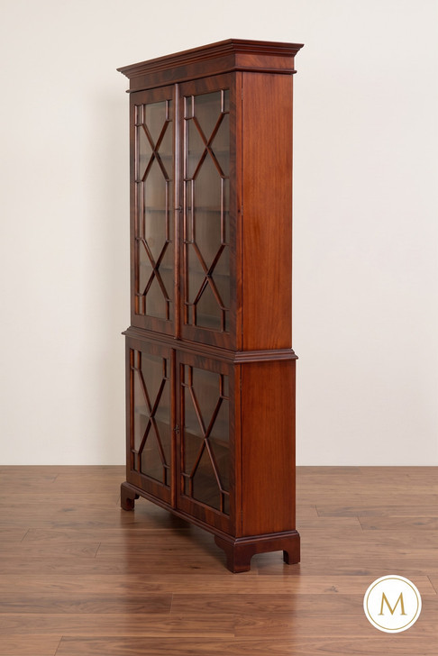 English Crotch Mahogany Veneer Bookcase